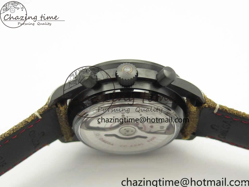 0118 SmoothTexture Speedmaster “Dark Side of The Moon” Real Ceramic OMF 1:1 Best Edition Vintage Black on Brown Leather Strap A 7975